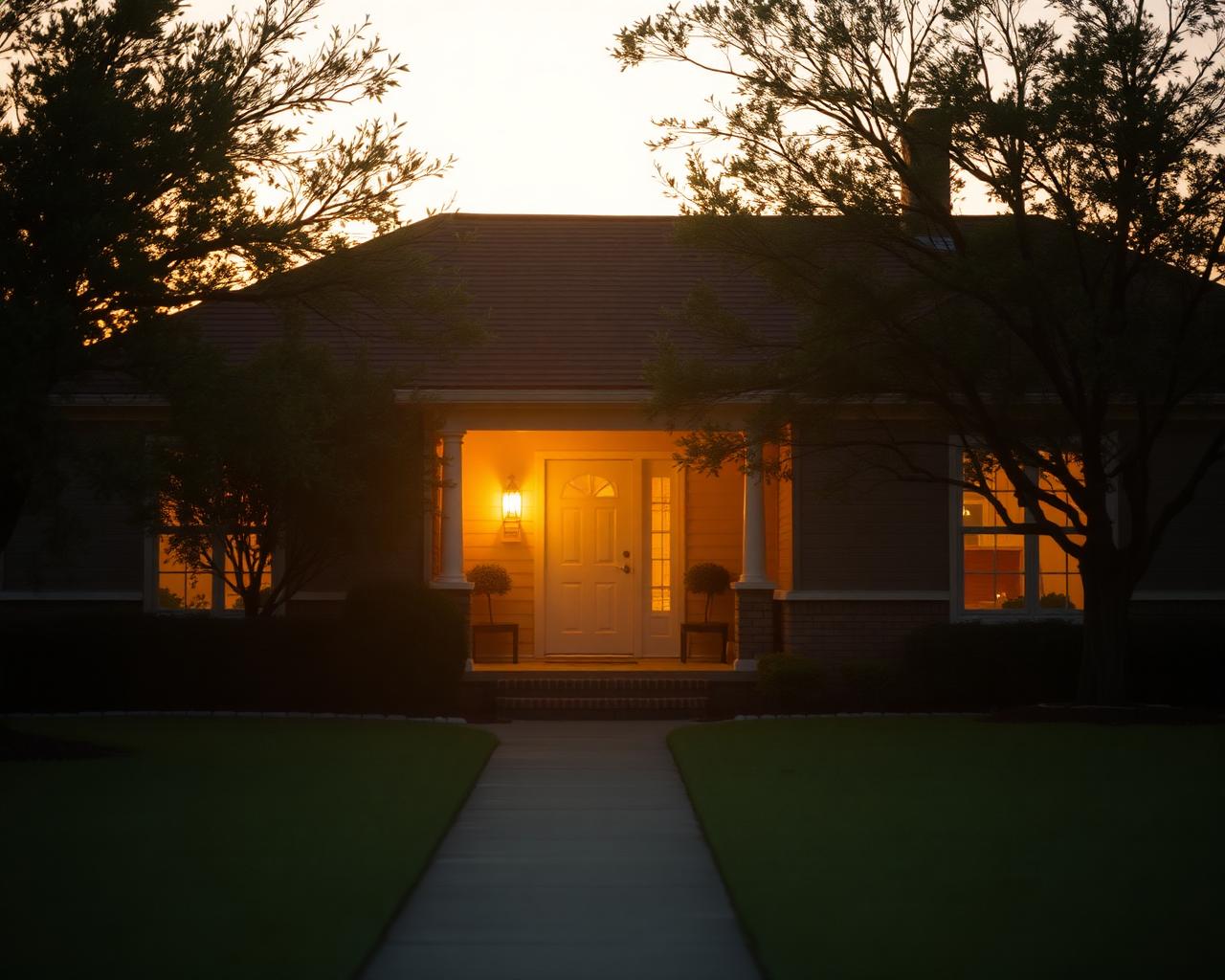 Family home at twilight